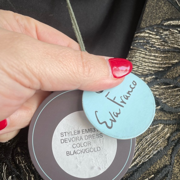 Eva Franco Devora Black and Gold Midi Dress - Picture 3 of 4